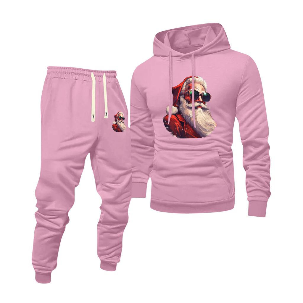 Herre Trykket Hettegenser og Joggebukser Casual Sportsdrakt