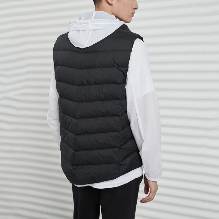 Li Ning Training Series Stand Collar Slim Fit Warm Down Vest Men Outerwear Standard-Black AMRQ011-1