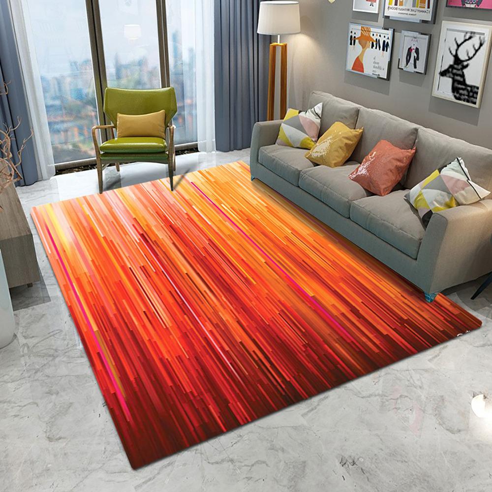Abstract Geometric Pattern Floor Mat Various Styles with Colorful Stripes and Radial Shapes NonSlip Rug for Home Decor