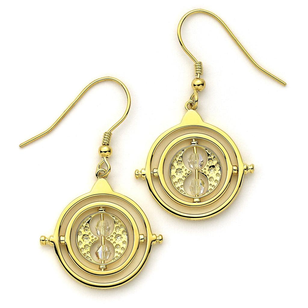 HARRY POTTER Sterling Silver Gold Tone Time Turner Drop Earrings with Crystal Elements