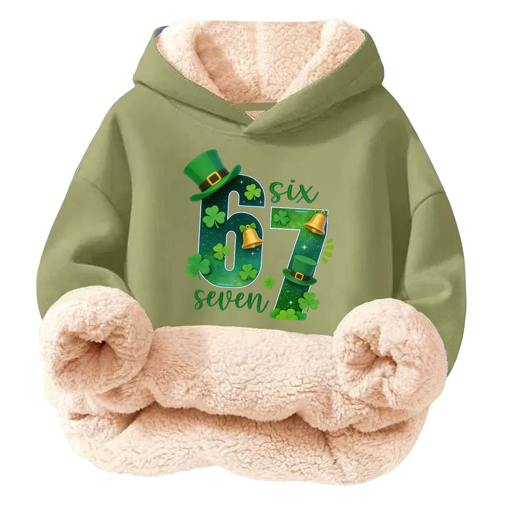 Children's Fashionable Printing Casual Fleece Hooded Loose Fit Hoodie Without Pockets