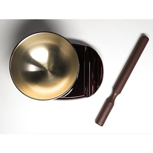 Sanmany Buddhist Bell Set, Brass, 2.5-inch, 3-Piece Set, Includes Bell Rod and Stand, Made in Japan