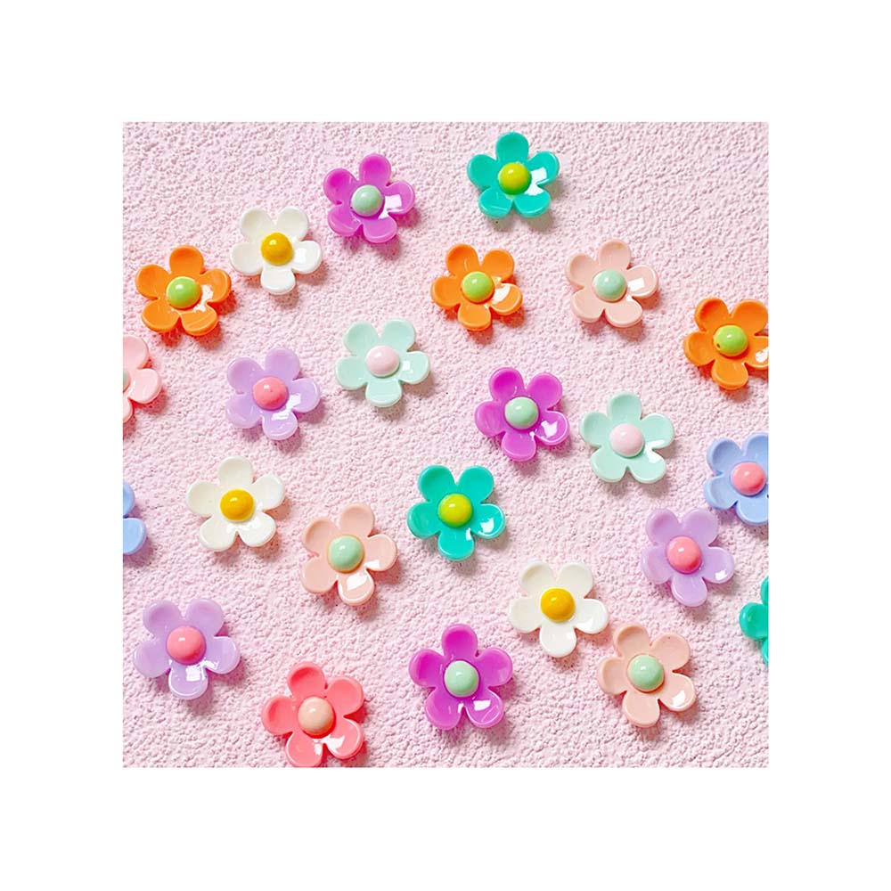 100 Pieces 20MM Resin Flower Daisy Cabochons Colorful Flatback Resin Sunflower Beads No Hole for Jewelry Making Scrapbooking DIY