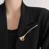 Luxusní lesklý dlouhý listový špendlík kovový zlatá barva brož list ginkgo ozdoba na uniformu nárameník formální událost