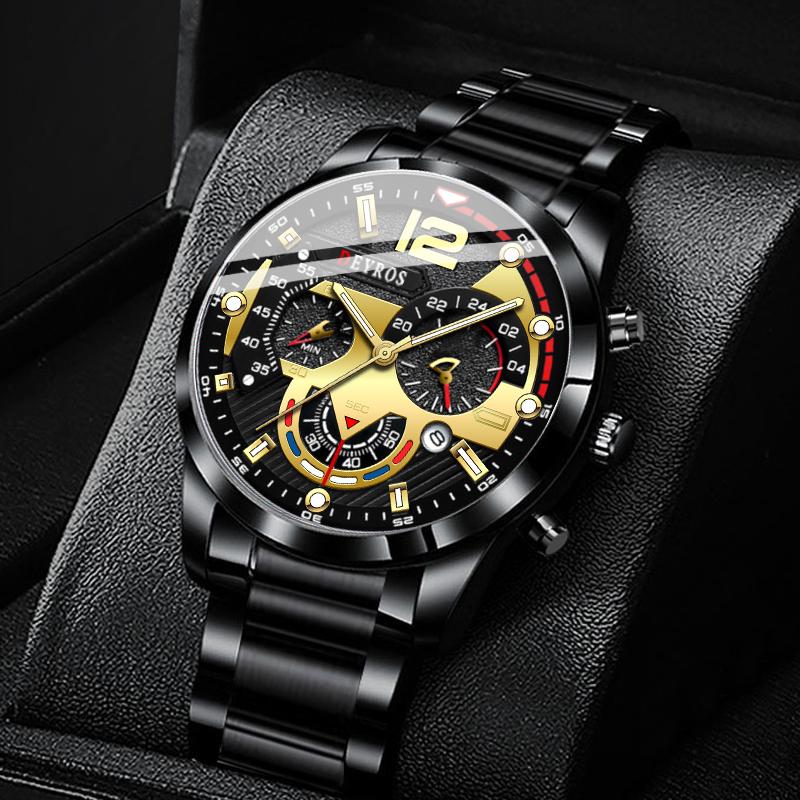 Stylish Men's Quartz Watch - Stainless Steel Calendar Watch with Classic Casual Design, Ideal for Daily Wear, Business, and Formal Occasions
