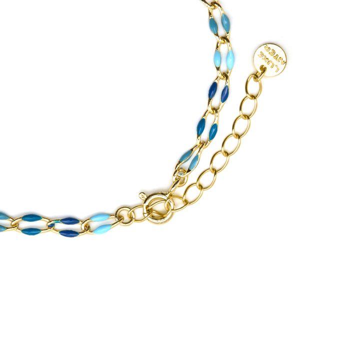 Bracelet - LUXENTER - Shione - Argent 925 - Laque bleue - Or 18k