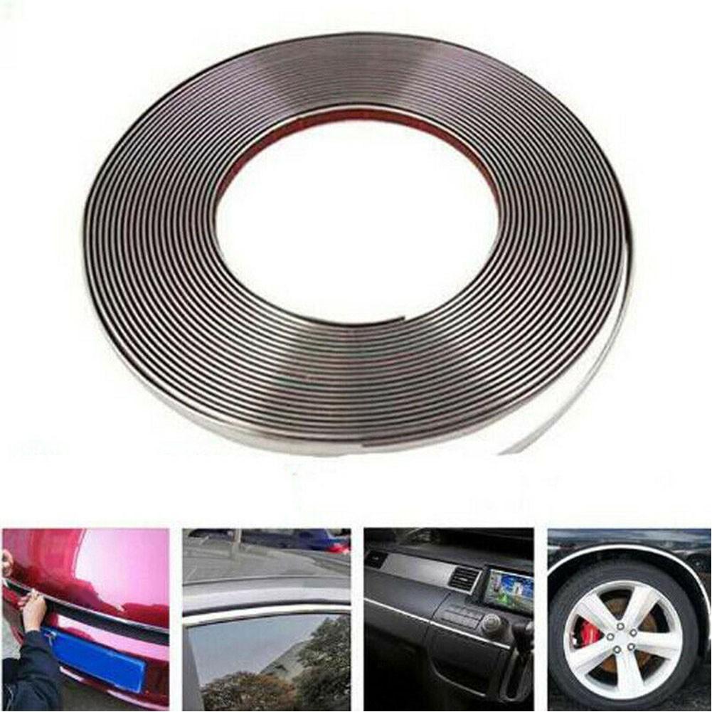 8mm*5m Car decoration strip Chrome Car Styling Moulding Trim Decor Silver