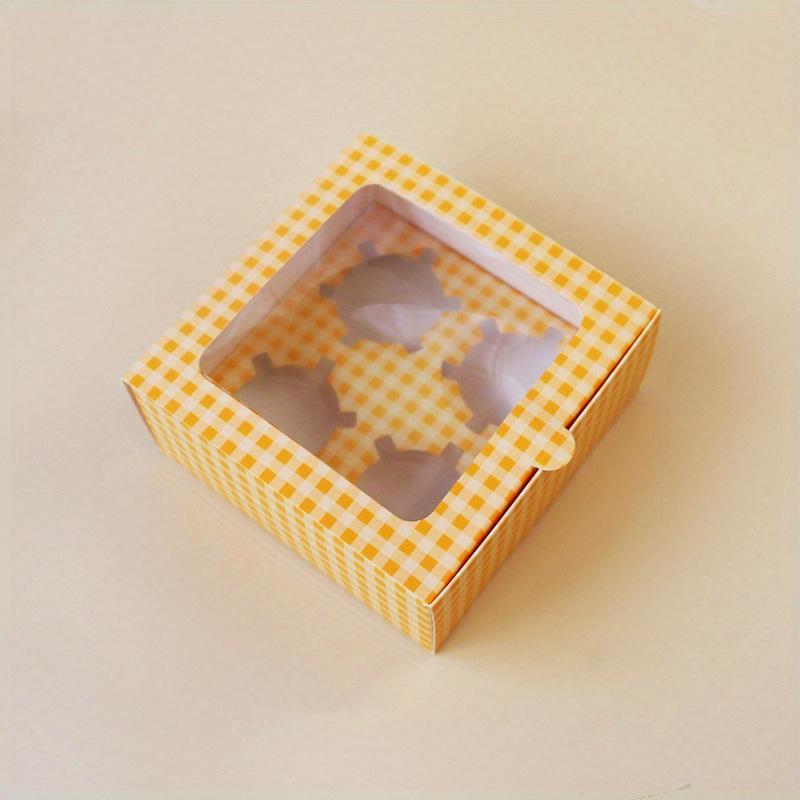 

Бумажная упаковочная коробка для кексов, клетчатая коробка для десерта, муссовая коробка, упаковочная коробка для яичного тарта 4-grids