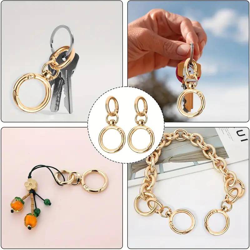 2/5/10 Sets Round Spring Snap Carabiner Clip O Rings Swivel Trigger Hook Metal Clasps Keychain for Handbag Lanyards DIY Crafts