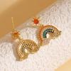 Colorful Zircon Rainbow Sun Stud Earrings for Women Ladies Vintage Exquisite Cloud Drop Earrings Banquet Jewelry Accessories