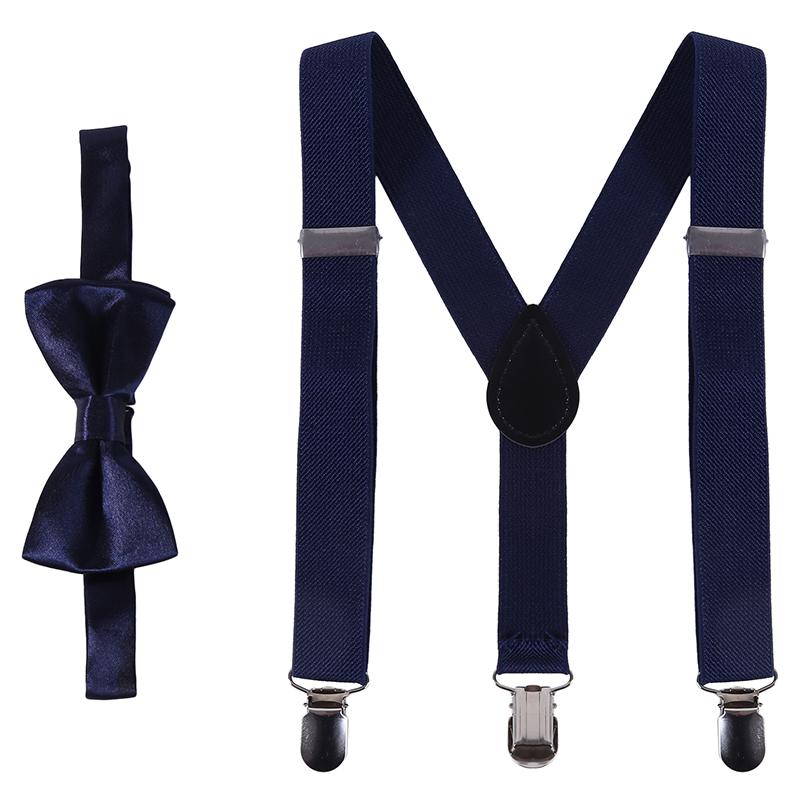 Kids Suspenders Bow Tie Set Boy Girl Retro Adjustable Suspenders Children Baby Braces Clip-on Trousers Wedding Ties Accessories