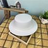 Hat Women's New Pearl Chain Flat Top Woolen Hat Elegant Casual European, American British Flat Edge Retro Hat