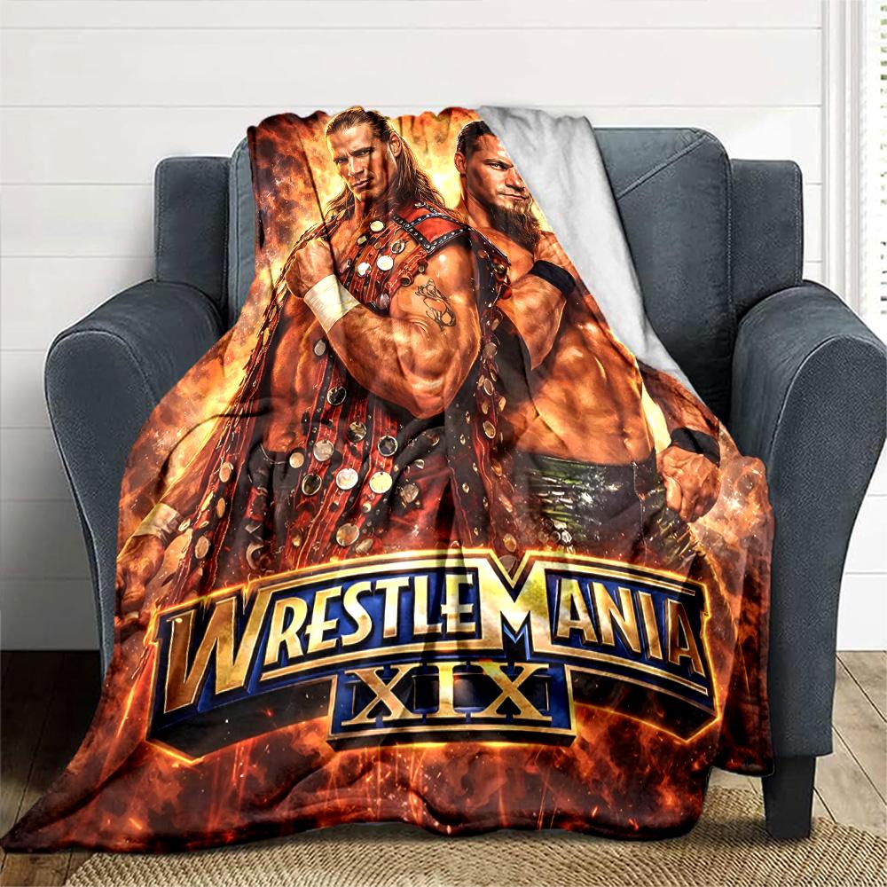 Wrestlemania Blanket Soft Warm Cozy Great for Sofa Chair Bedding Four Seasons Multipurpose Digital Print Gift for Travel Home Birthdays
