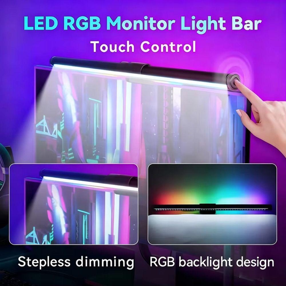 Touch Control Screen Hanging Lamp RGB Atmosphere RGB LED Lighting Monitor Light Bar Gaming Setup