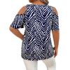 Summer New Women's Zebra Pattern V-neck Short-sleeved Casual Off-shoulder Top
