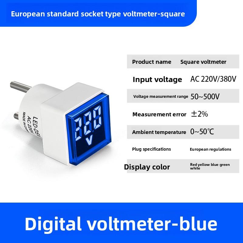 Digital AC Voltmeter Indicator, Digital Voltmeter, No Wiring Required, Euro Plug, Voltage Measurement RangeAC220V/230V