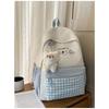 Japanese ins new high-value, fresh, sweet and cute cartoon plaid backpack, lightweight backpack for junior high school students