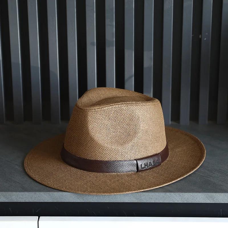 

Trendy Wide Brim Papyrus Mens Fedoras Women Summer Solid Color Fedoras Jazz Sun Cap Outdoor Casual Panama Beach Cowboy Hats M 56-58cm кавовий