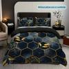 Geometric Duvet Cover Set Twin Queen Luxury Marble Comforter Cover Abstract Honeycomb Hexagon Bedding Set 2/3pcs for Boys Girls