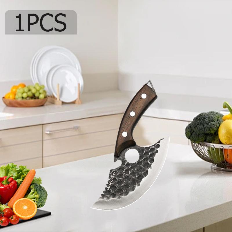 1PCS WXCOO Stainless Steel Kitchen Knife Scissor Set Fruit Slicing Multifunctional Bottle Opener Chef Knife Wooden Handle