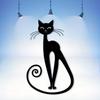 Black Cat Iron Wall Art, Metal Statue Mural for Office Patio Halloween Decor, Gift for Cat Lovers Rustic Farmhouse Hanging Ornament
