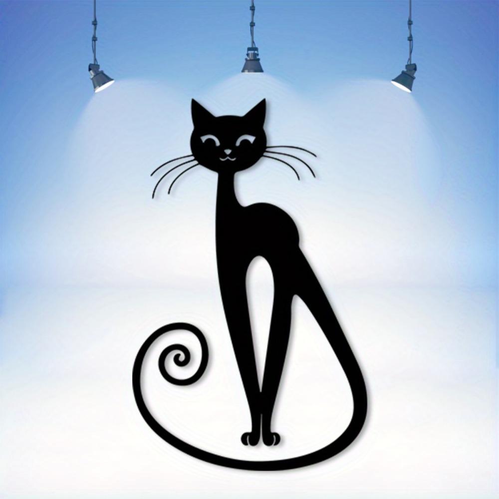 Black Cat Iron Wall Art, Metal Statue Mural for Office Patio Halloween Decor, Gift for Cat Lovers Rustic Farmhouse Hanging Ornament