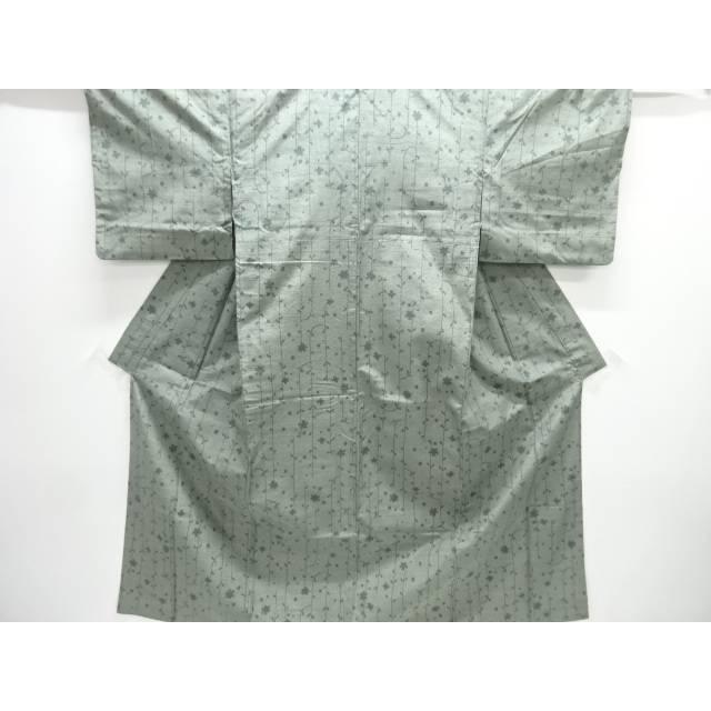 Hand-woven pongee kimono with branch and flower pattern [used] [wearing] [pongee/clothing]