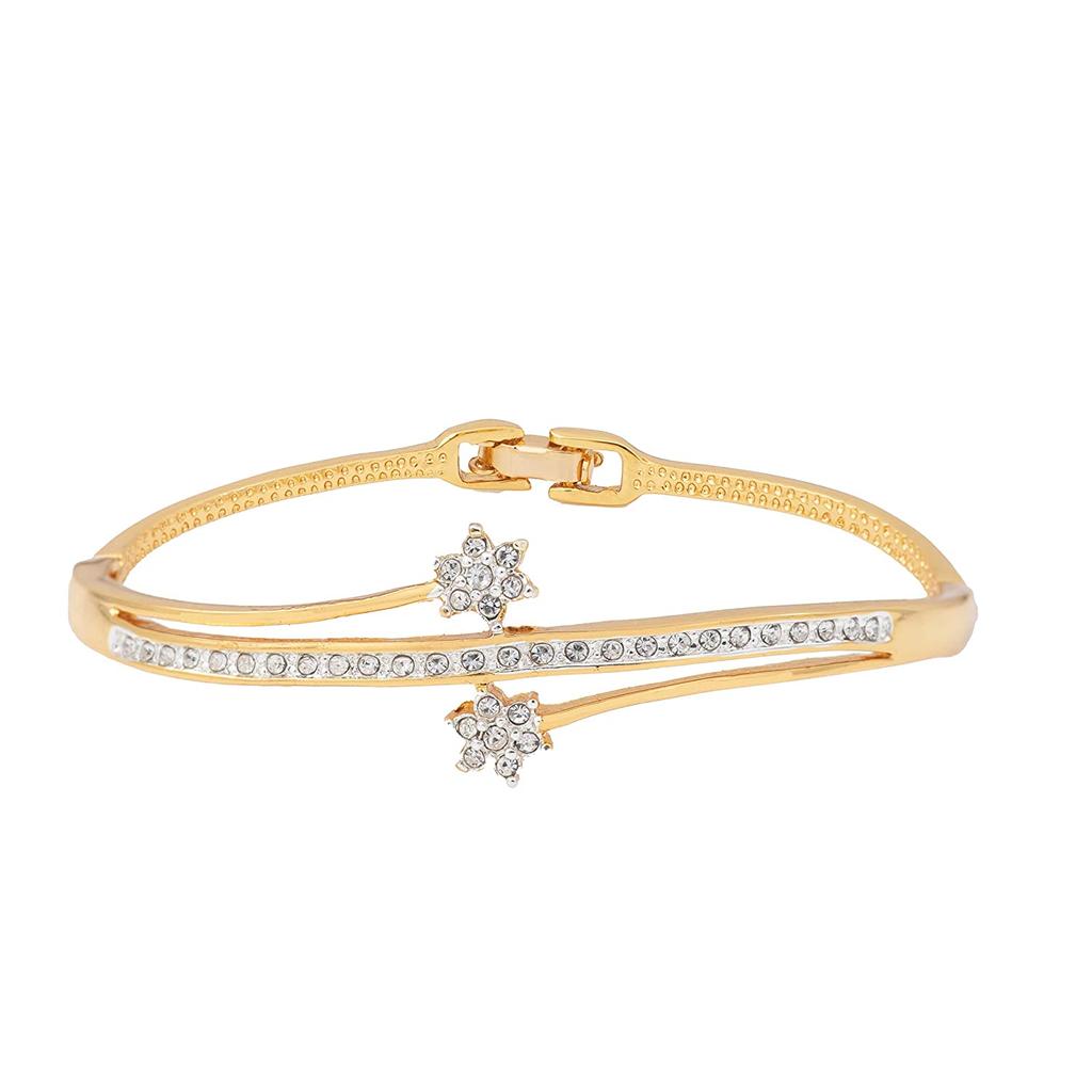 Estele Classic Women's Seven Stone Cuff Bracelet, Gold & Silver Plated