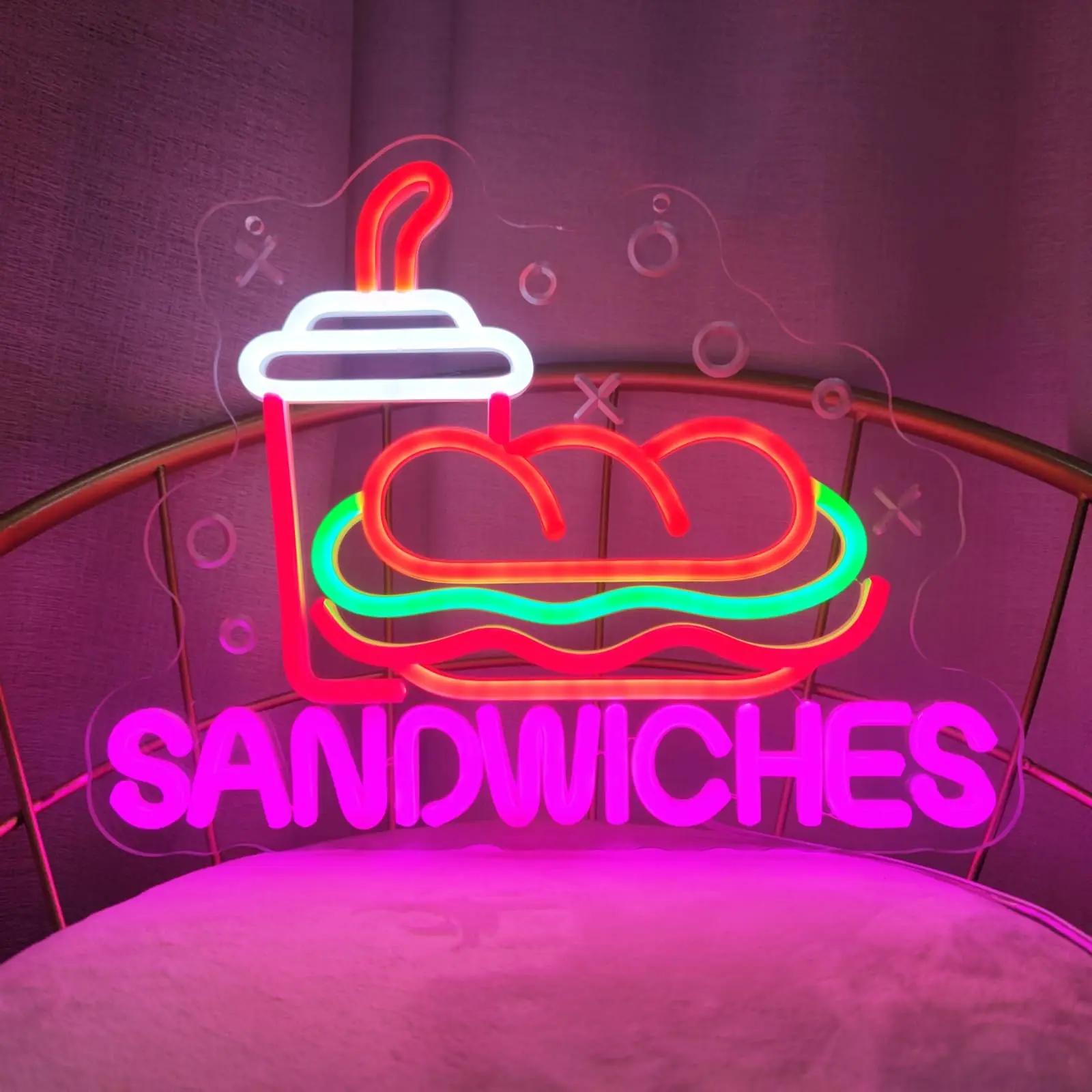 

Sandwich Neon Sign for Wall Decor, Business Sandwich Fast food Neon Light,Decor for Restaurant,Kitchen,Store,Party