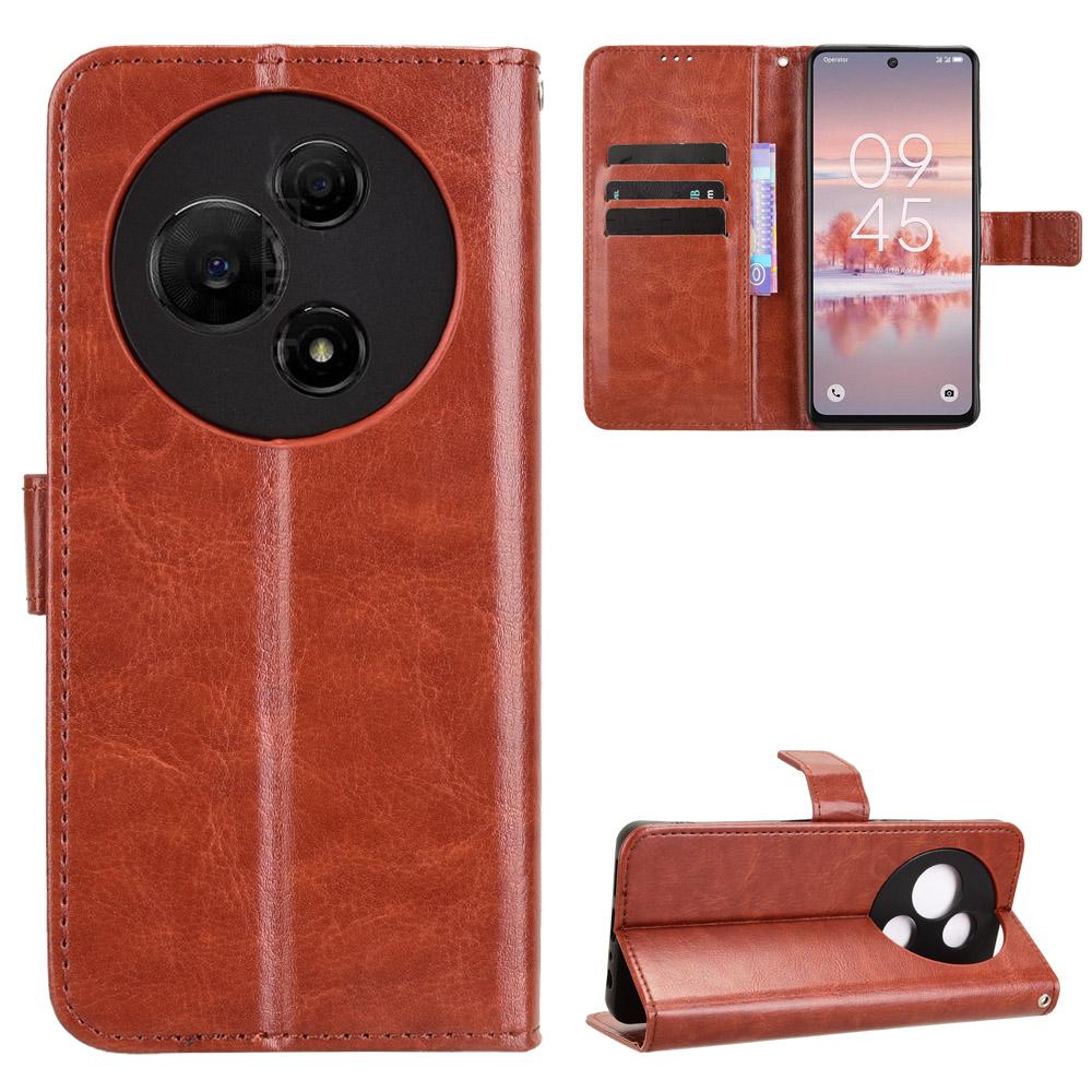 For TCL 60 NxtPaper 4G PU Leather Case with Strap Crazy Horse Texture Phone Wallet Cover