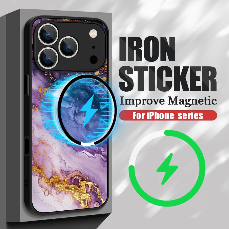 Thin Ring Magnetic For Magsafe Case For iPhone 17 Pro Max Case iPhone 16 15 14 13 Pro Max 17E Purple Marble Pattern Hybrid TPU+PC Matte Cover