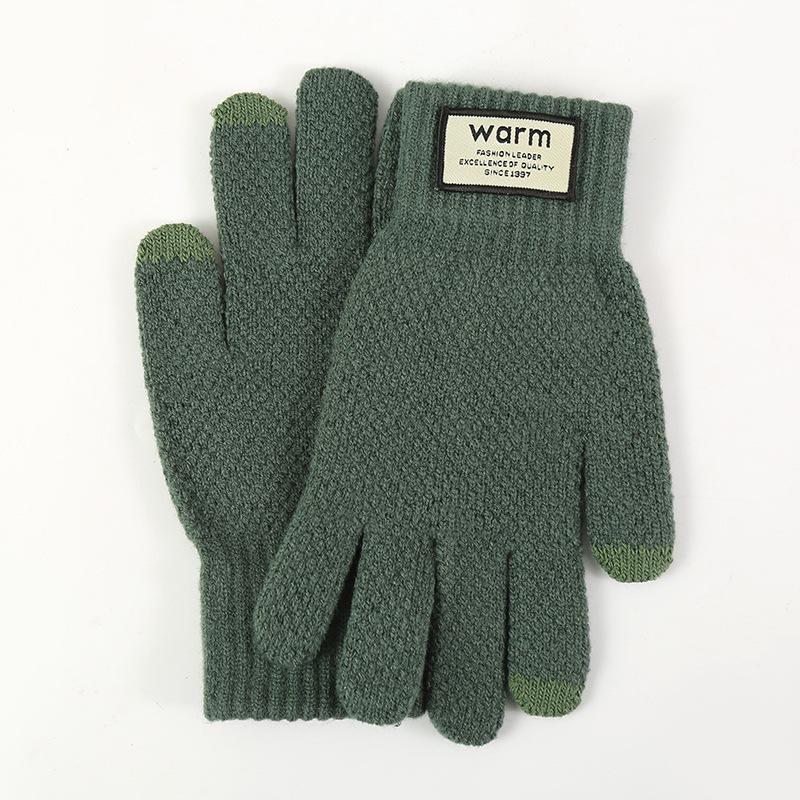 Women's Winter Velvet-Lined Touchscreen Knit Gloves - Cute, Thick, Korean Style, Cold-Proof