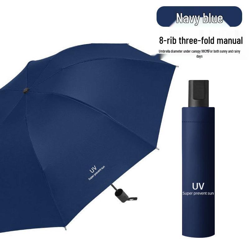 Large 3-Person Umbrella: Reinforced, Dual-Use for Sun and Rain, with Black Glue Sunscreen.
