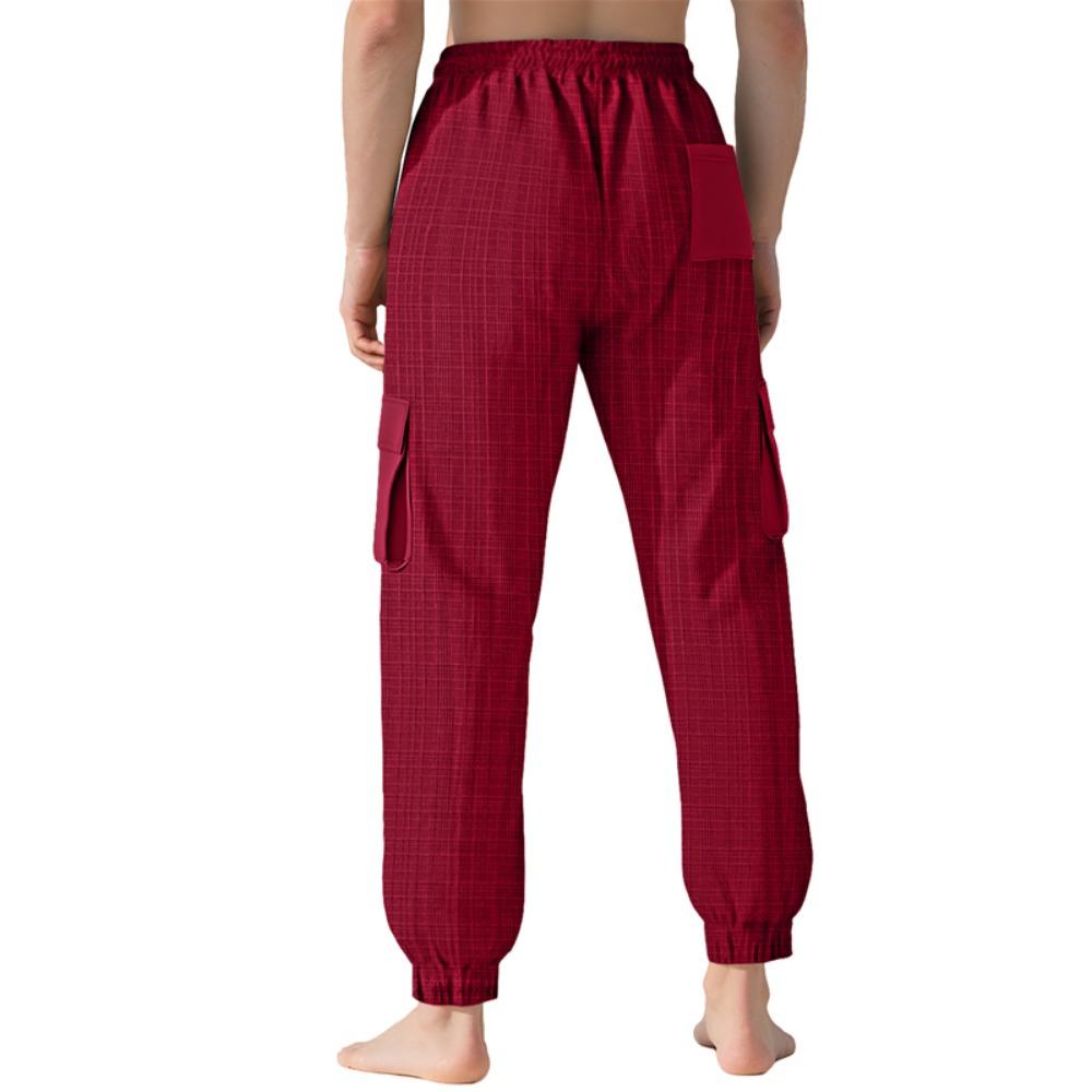 Men's Casual Cargo Pants Multi-Pocket Outdoor Hiking Work Drawstring Pants for Spring Autumn Travel Camping