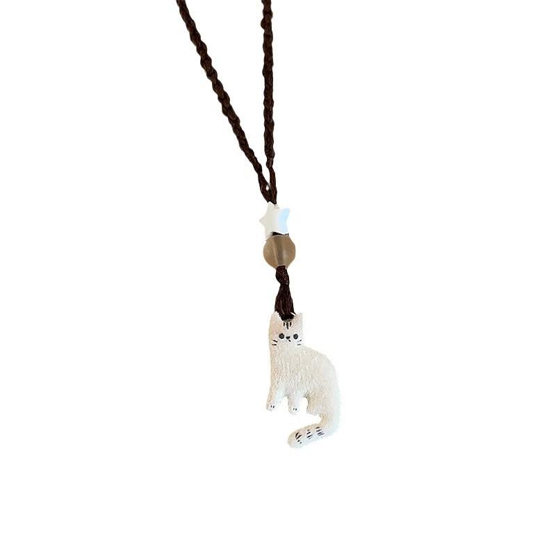 Tredimensionell plyschkattungehänge Halsband Dam Mjuk och Söt Retro Mode Temperament Elegant Mångsidig Halskedja Tröjkedja