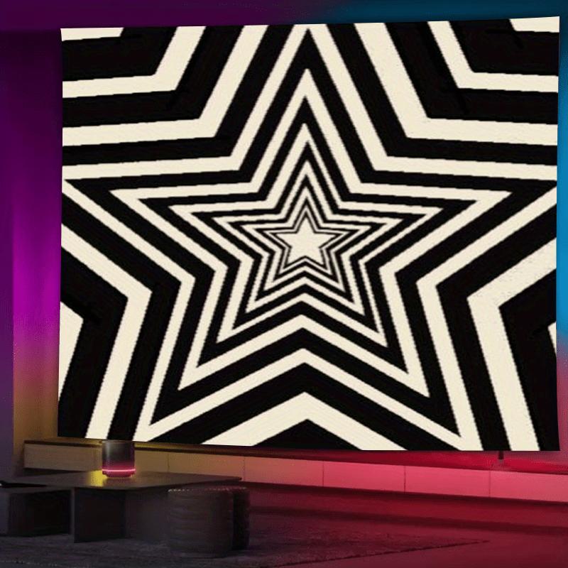 Y2K Fashion Star Pattern Tapestry Polyester Fiber Wall Hanging Hippie Decoration in Living Room Bedroom Dormitory 150X100