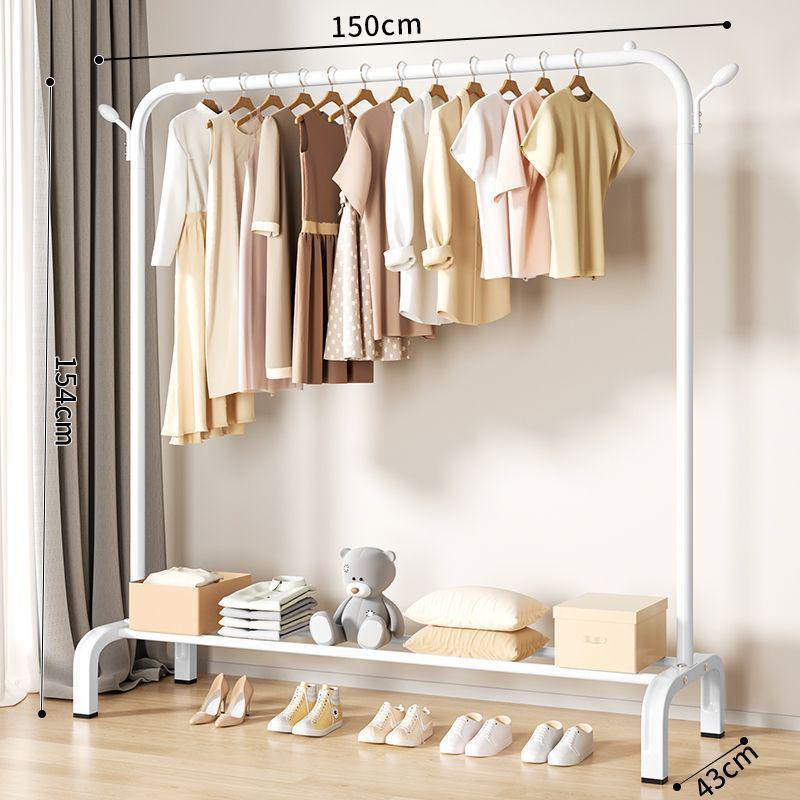 Sturdy Movable Floor-Standing Clothes Rack for Bedroom and Balcony Drying