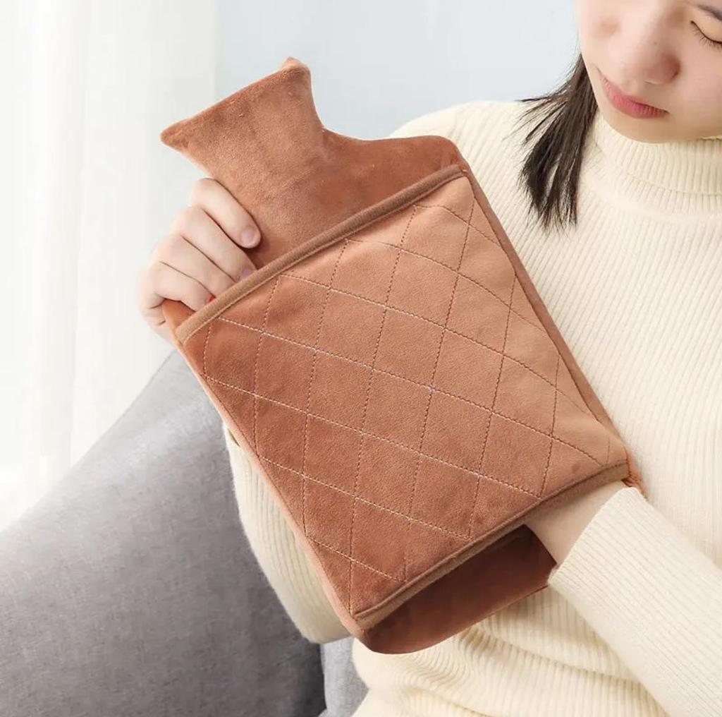 Large Cute Plush Hand Warmer: Explosion-Proof, Thickened Hot Water Bottle with Pocket and Cloth Cover