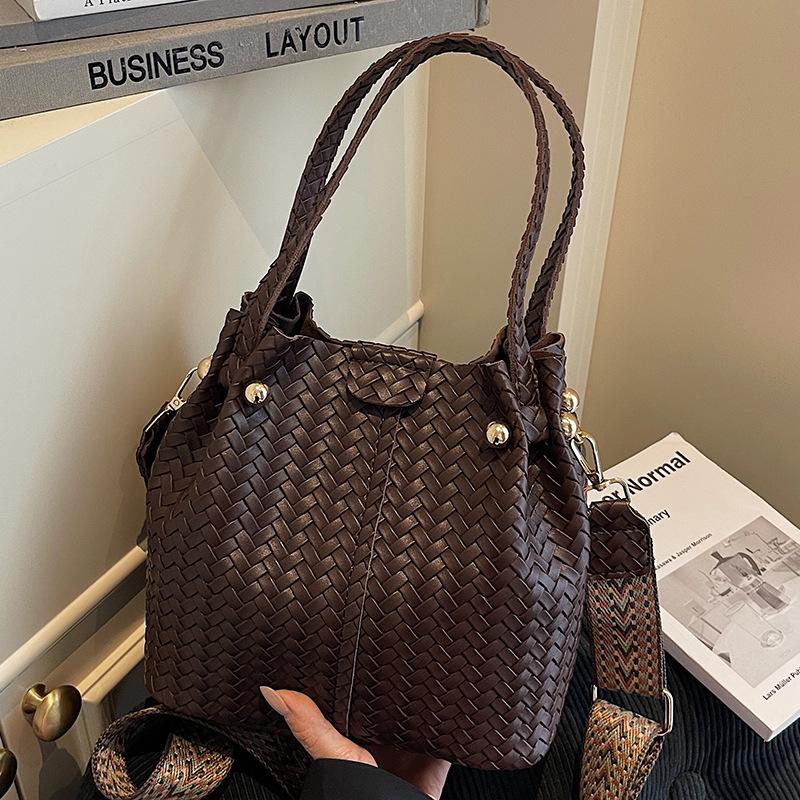 Módní pletená taška, velkokapacitní košík na zeleninu, taška typu bucket, kabelka do ruky, taška přes rameno, crossbody taška