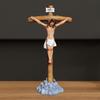Jesus with Cross Craftsmanship Handpainted Sculpture Crucifix Wall for Desk Holiday