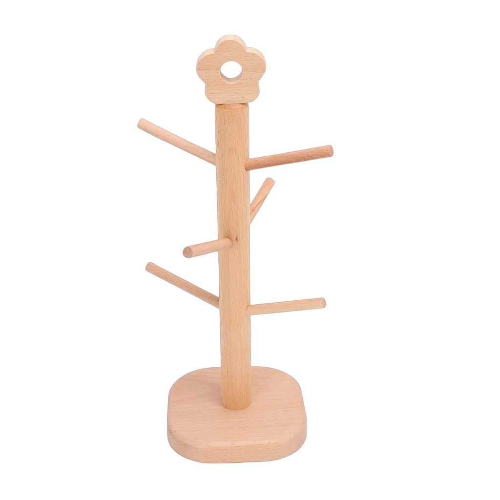 Supporto Espositore per Elastici per Capelli in Legno a 6 Ganci Scrivania Legno Porta Accessori per Capelli Scaffale portaoggetti