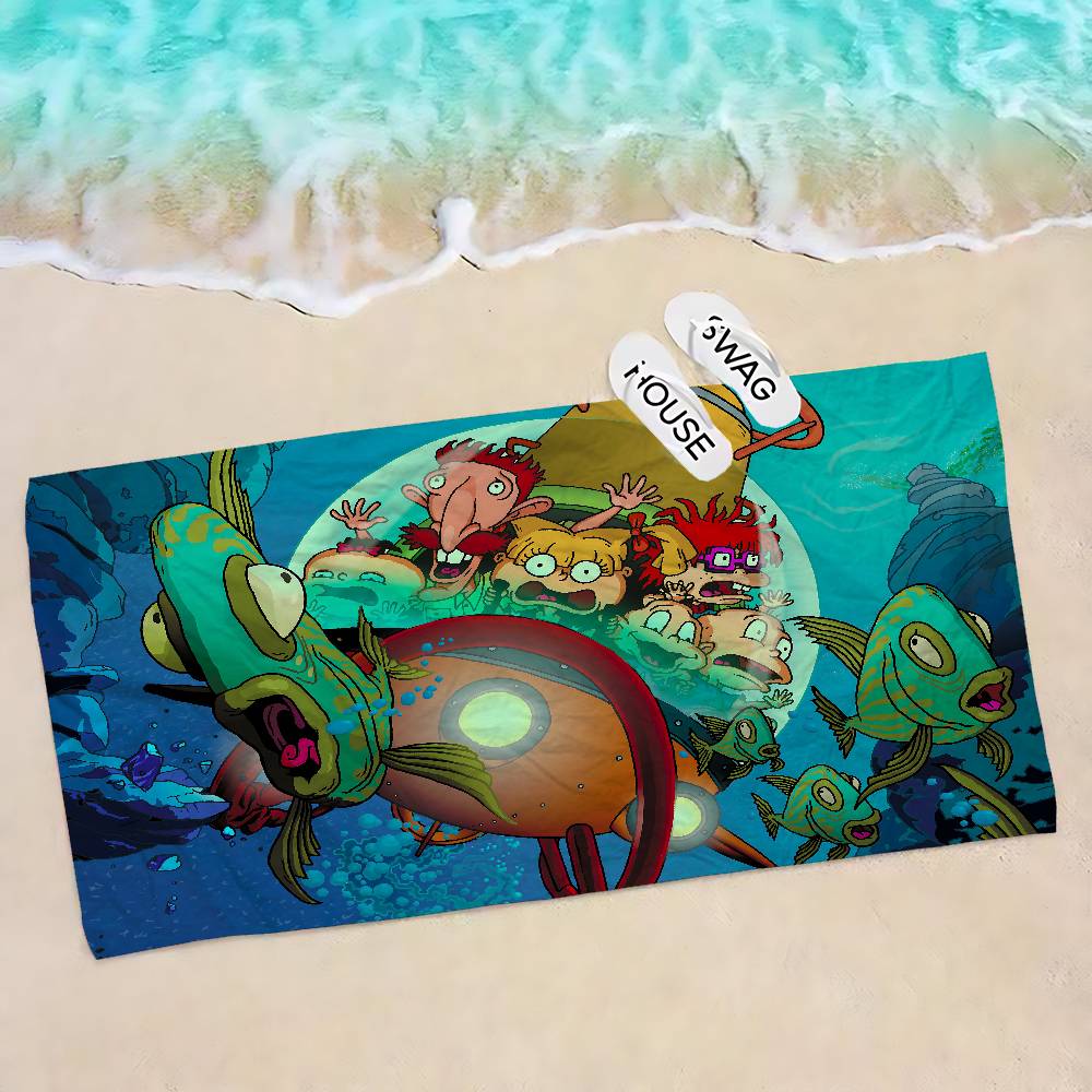 Funny Cute R-Rugrats Beach Towel Colorful Bath Towels for Girl Microfiber Quick Dry Sand Free Beach Yoga Spa Gym Pool