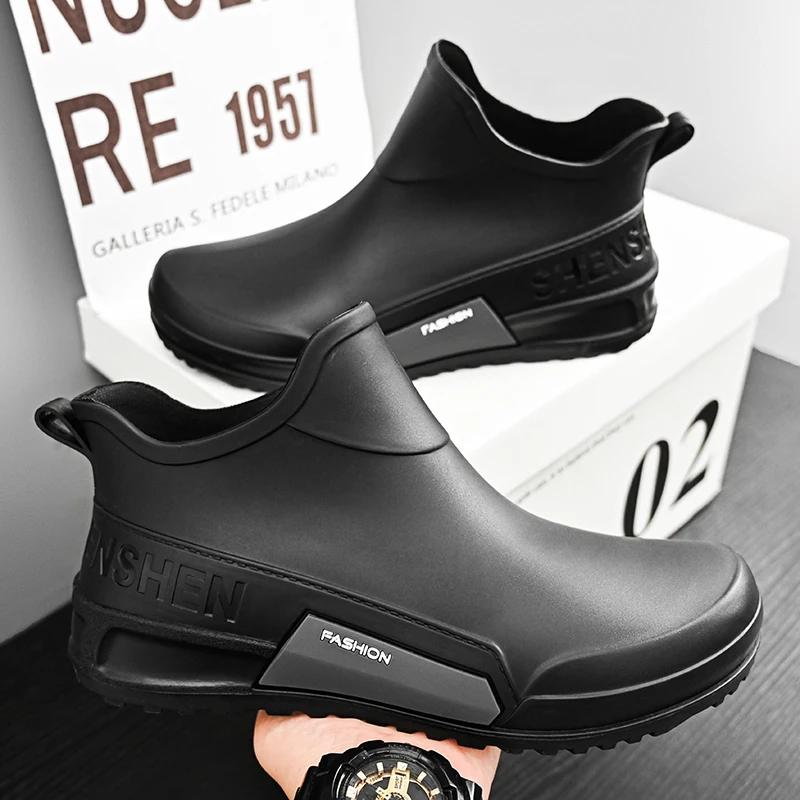 Fashion New Winter Men Cotton Rain Boots Waterproof Rubber Ankle Boot Outdoor Casual Mans Fishing Shoe Hiking Couple's Shoes Main Push