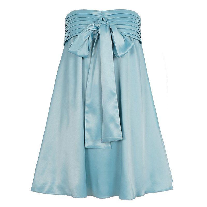 French-Style Light Luxury Satin Bow-Tie Strapless Dress, Summer Sexy Backless Slim-Fit A-Line Dress for Women Green S
