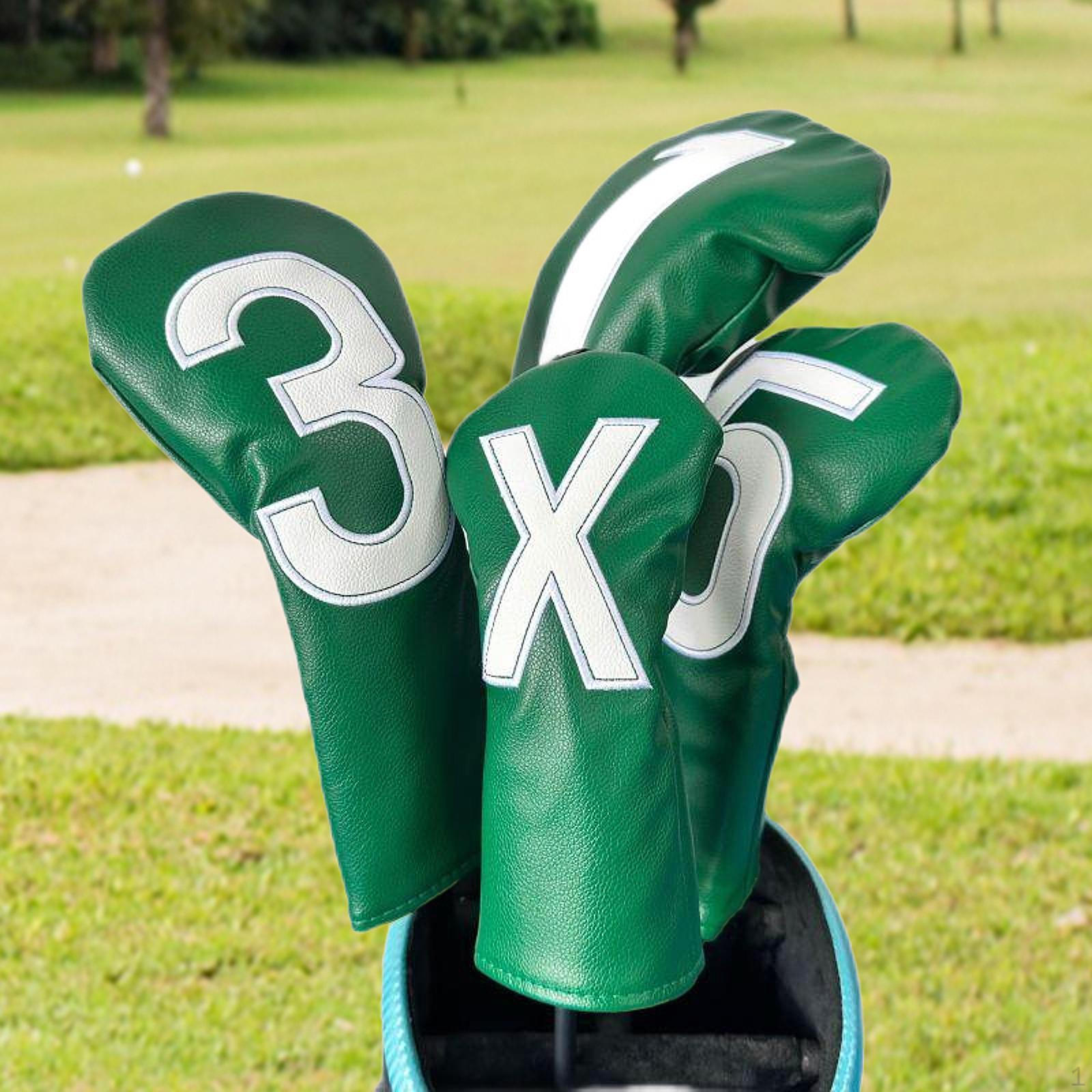 

4 шт. чехлы для головок клюшек для гольфа деревянные чехлы креативные антицарапающие принадлежности протектор зелёный