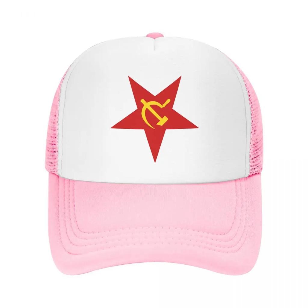 Custom Punk Soviet Union Red Star Hammer And Sickle Baseball Cap CCCP USSR Flag Trucker Hat Sun Protection Snapback Trucker Cap