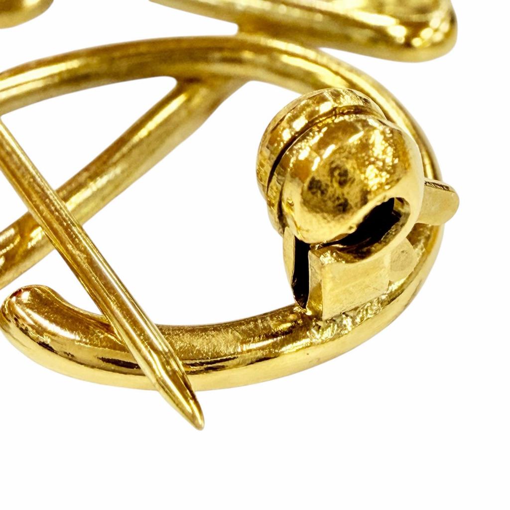 Excellent LOEWE Brooch ANAGRAM Logo Gold Women Used