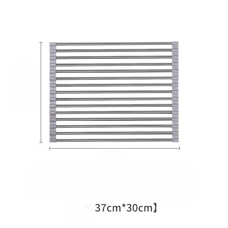 Deluxe Roll-Up Stainless Steel Dish Drying Rack - Space-Saving Over-The-Sink Design, Portable & Anti-Rust,  Dish Drying Rack for Kitchen Counter