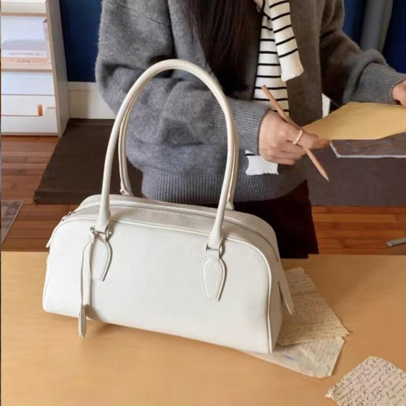 First Layer Cowhide Retro Minimalist Style Large-capacity Handbag Fashionable Texture Long-handled Leather Underarm Shoulder Bag
