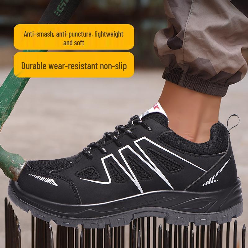 Men's Lightweight Breathable Safety Work Shoes - Anti-smashing, Anti-puncture, Wear-resistant Mountaineering Sports Footwear.